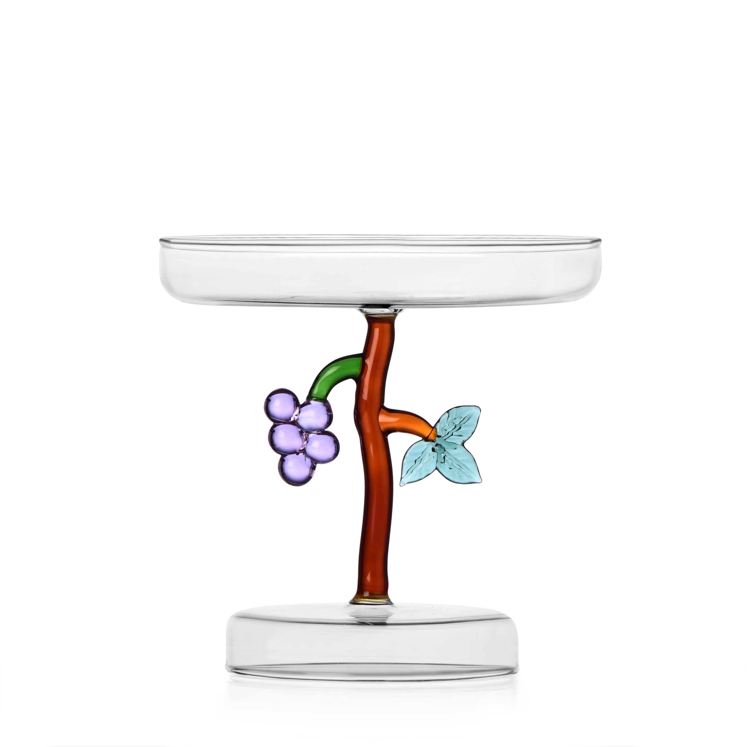 Ichendorf Milano Alzata Uva, Collezione Fruits&Flowers, D 15 cm, Vetro Borosilicato, Fatto a Mano