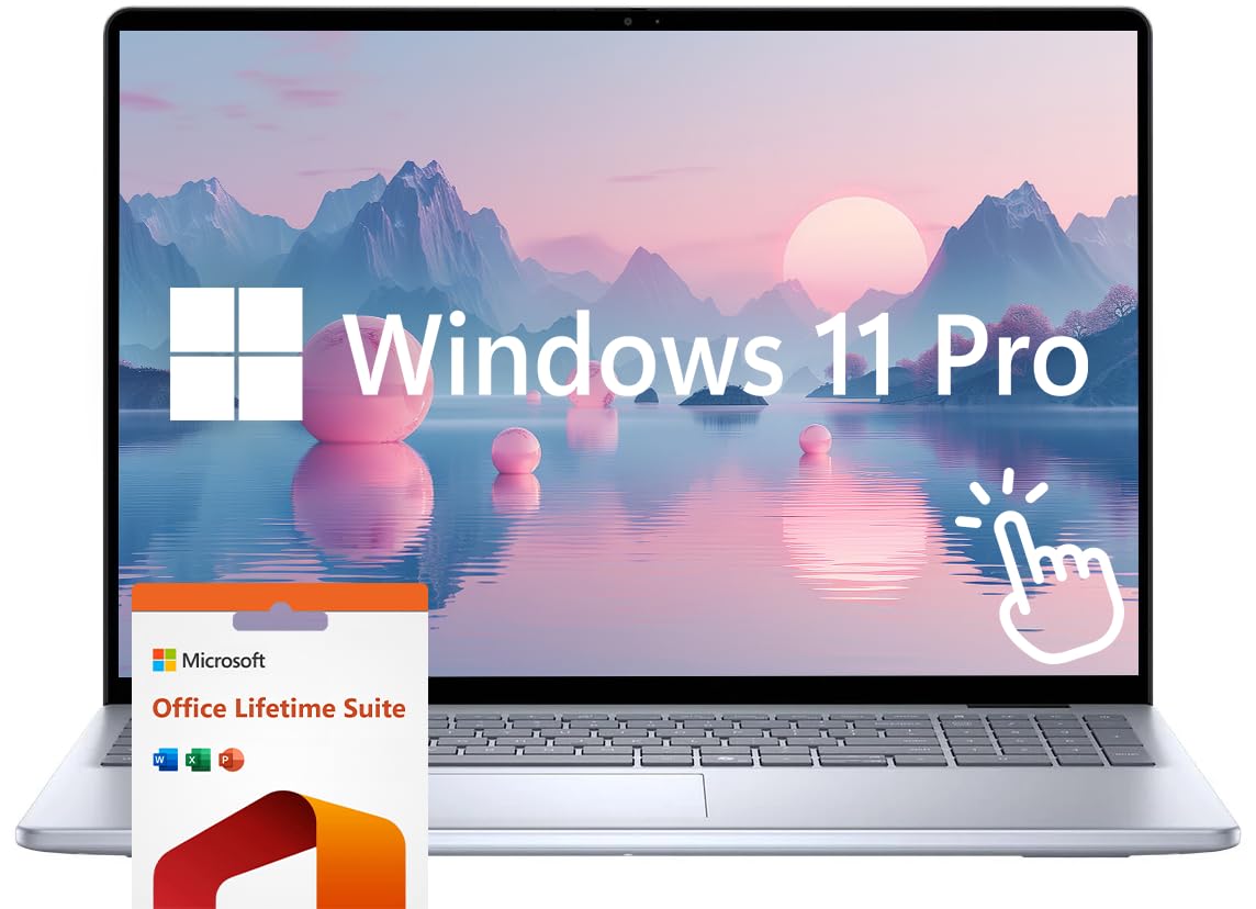 Inspiron Business Laptop Computer, 16" Touchscreen FHD+ Display, Intel Core 7 150U Processor, Windows 11 Pro 64GB RAM 2TB SSD, Microsoft Office Lifetime Suite, Backlit Keyboard, Ice Blue