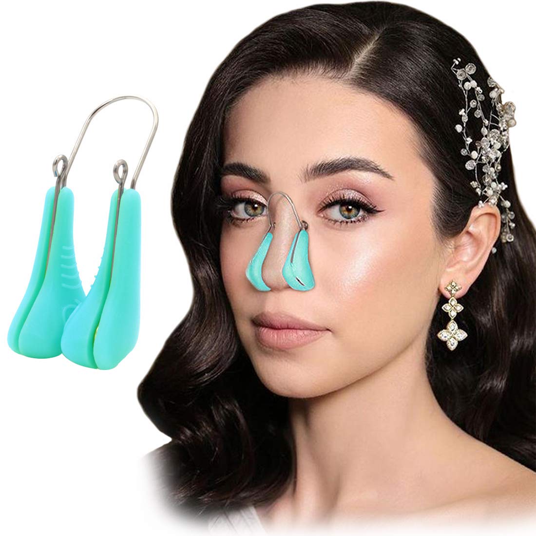 FERNIDA Nose Shaper Clip, Soft Silicone Nose Straightener Nose Shaper for Wide Noses Pain-Free Lifting Nose Reshape Slimmer (Sky Blue)