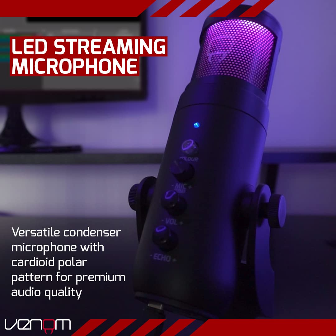 Venom Streaming-Mikrofon mit Nierencharakteristik und LED-Gitter (PS5 / PC)