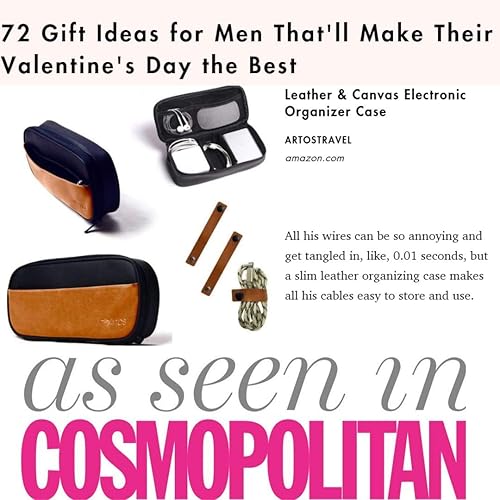 Miniatura 2 de Organizador electrónico de cuero para viaje  Organizador de cables  Almacenamiento de cables  Bolsa para cables  Bolsa de tecnología  Organizador de