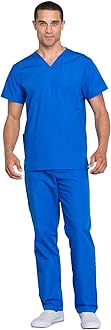 CherokeeMen and Women Scrub Set, V-neck Scrub Top with Drawstring Pants WW530C