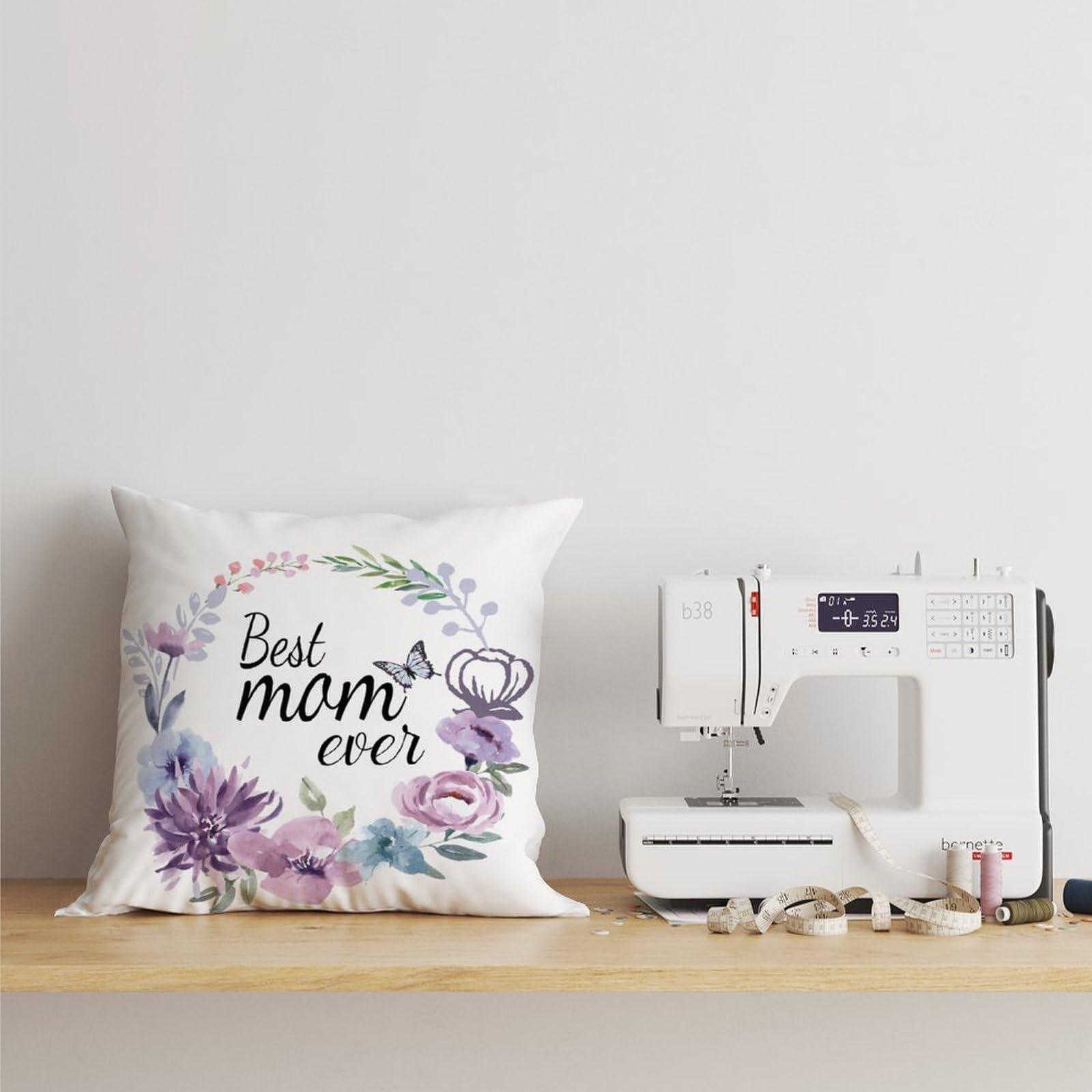 Federa per cuscino in cotone e lino, con scritta Call Me Mom