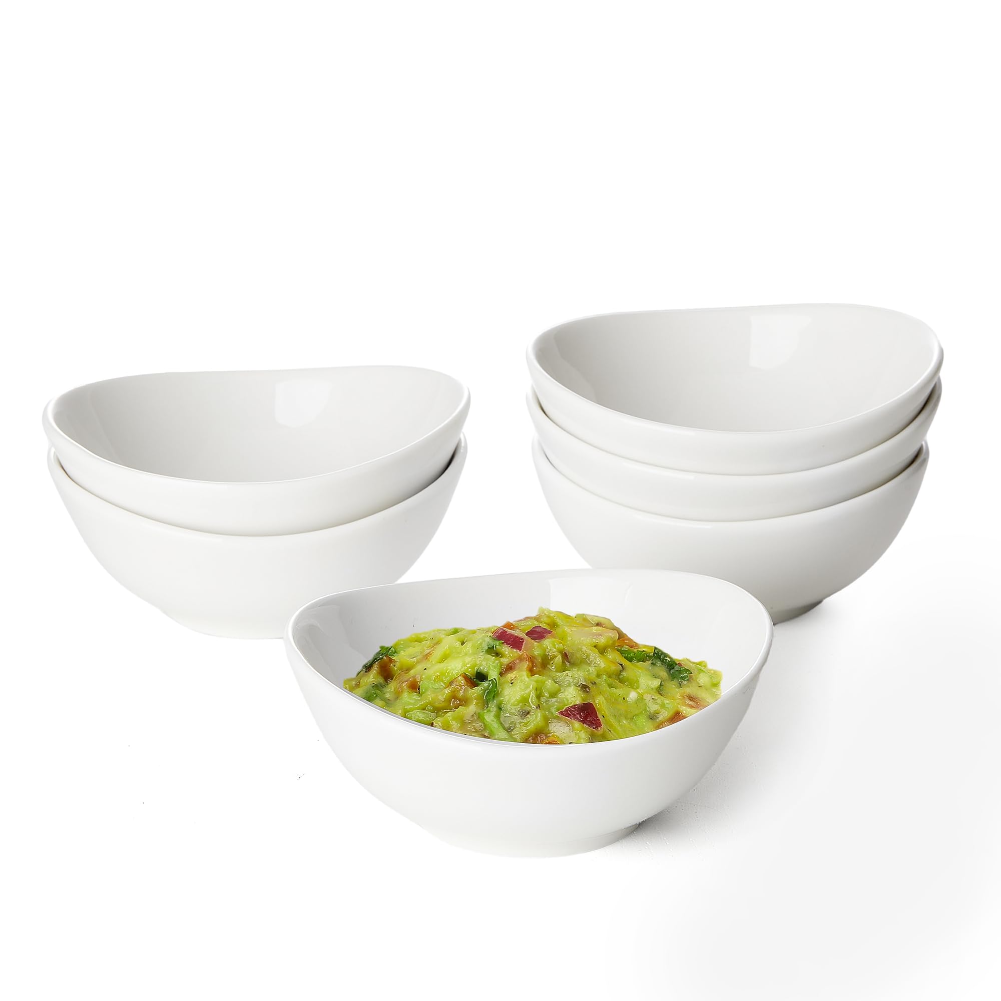 Sweese 4 Inch Porcelain Small 4 oz Bowls for Sauce | Charcuterie | Dipping | Snack | Condiment | Side Dishes Set of 6 - Microwave, Dishwasher and Oven Safe - White