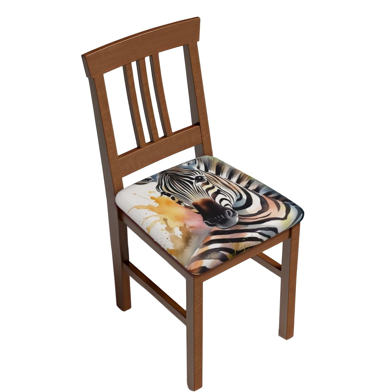 Fodpand Six Piece Cute Zebra Watercolor Square Stool Covers Stretch Removable Square Bar Stool Seat Covers Washable Dustproof Stool Cushion Slipcover Soft Milk Silk Bar Chair Covers With Band