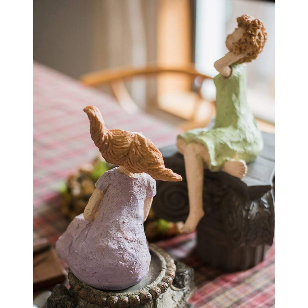 Figurki Wystrój Statua Młoda Dziewczyna Nowoczesne Tabletop Wystrój Rzeźby Ręcznie malowane Rysunek Sztuka Ręcznie Dla Dekoracji Desktop (Color : 3)