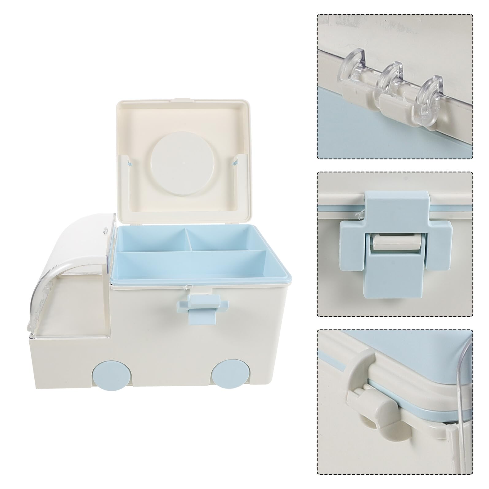 Caja Organizadora de Medicamentos de Plástico Grande para Primeros Auxilios en Casa, Maletín Portátil con Asa y Compartimentos, Almacenamiento Multifuncional para Emergencia, 30,5