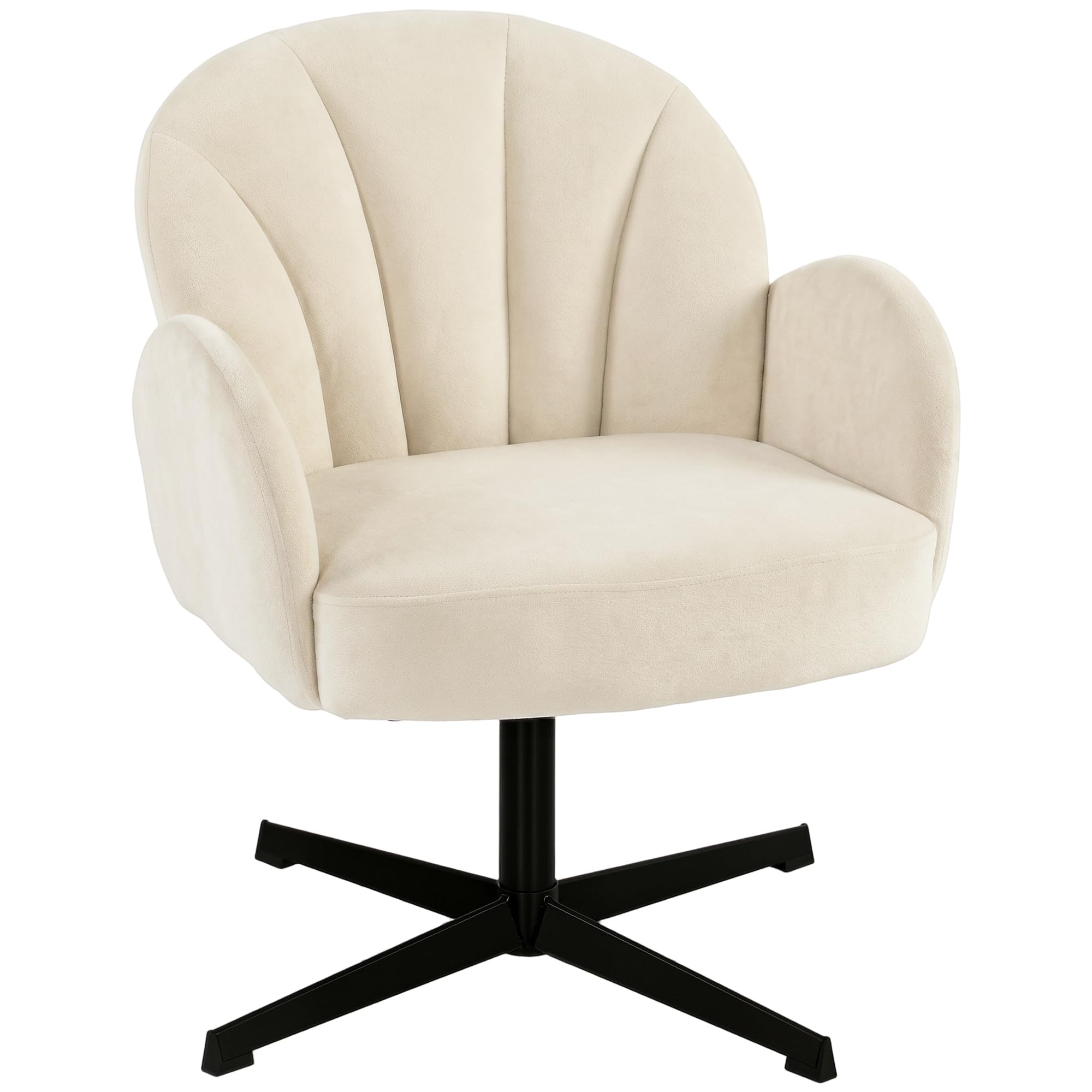 HOMCOM Sillón Giratorio Concha tapizado Beige
