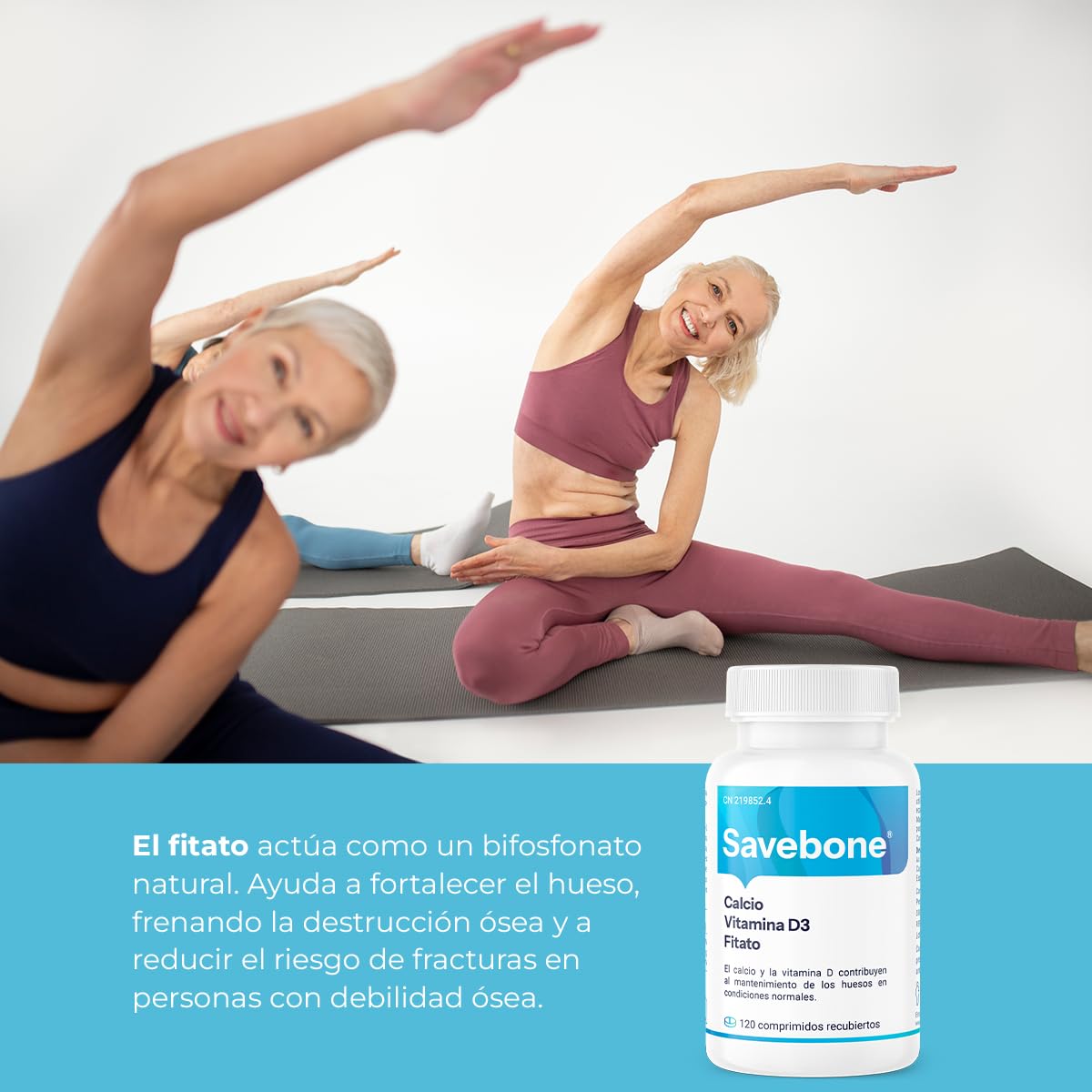 Savebone® - Suplemento de Calcio, Vitamina D y Fitato - Contribuye a Fortalecer y Proteger los Huesos – 120 comprimidos