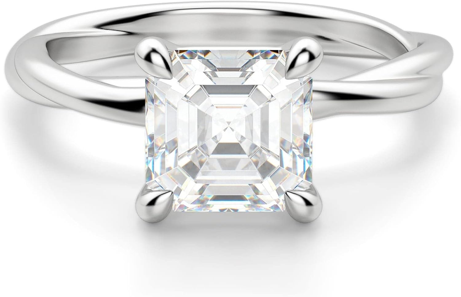 2 CT Asscher Infinity Accent Engagement Ring Wedding Eternity Band Vintage Solitaire Silver Jewelry Halo-Setting