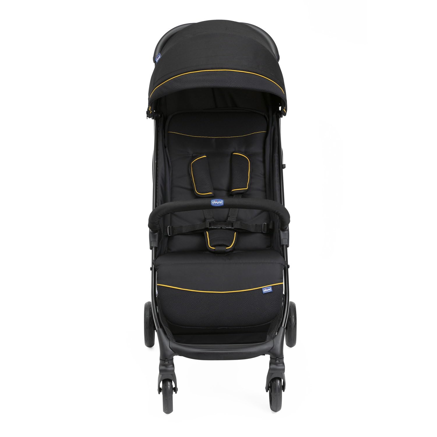 Chicco Glee, Carrito Bebé 0+ Meses-22 Kg, con Cierre Automático y Compacto, Capota Extensible con Tratamiento UV50+ Antilluvia, Respaldo Reclinable y Ajustable y Reposapiés, Negro