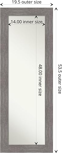 Miniatura 4 de Amanti Art Espejo de pared para puerta, espejo de longitud completa (53.5 x 19.5 pulgadas), espejo de cuerpo completo gris con tablones de rayas y