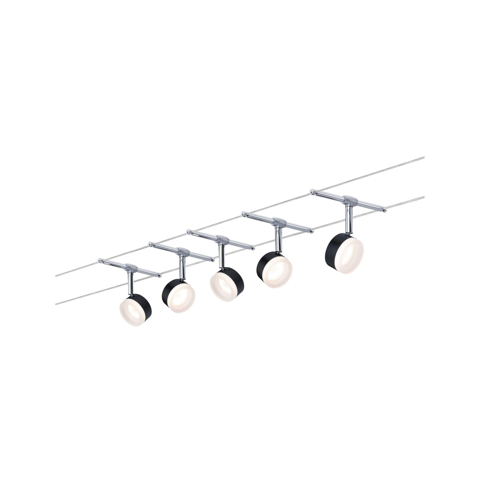 Paulmann 94457 Kit d'éclairage LED ClearLED DC avec 5 x 4 W extensibles Noir en métal chromé 2700 K