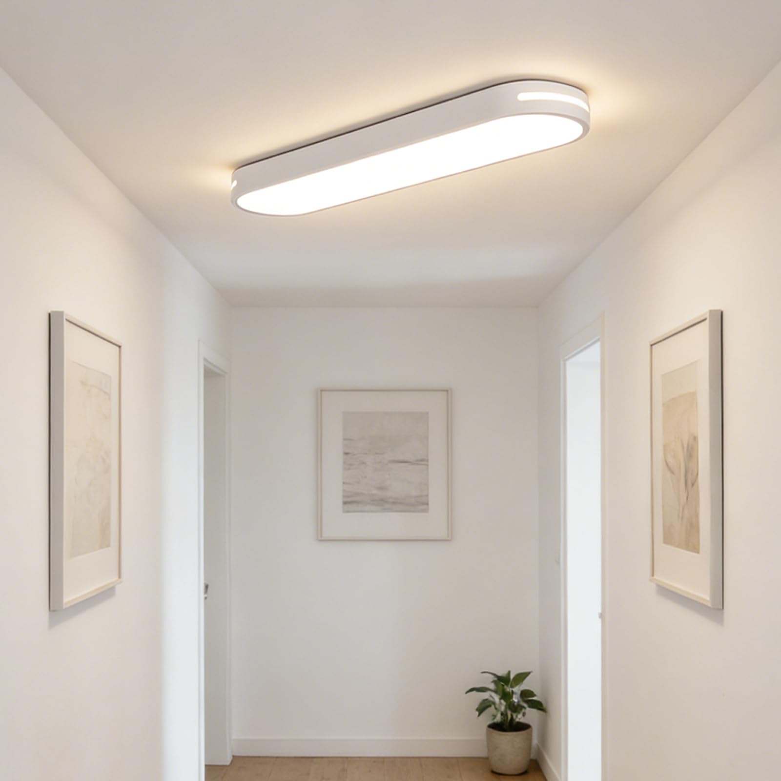 Wodoodporna liniowa lampa sufitowa LED, energooszczędna, eliptyczna lampa spłukiwana do przedpokoju, balkonu, kuchni, 50 cm, biała