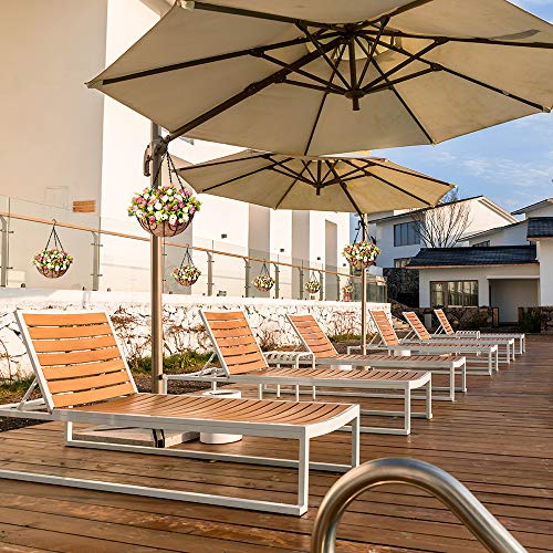 Homsunny Fall Artificial Hanging Flowers With Basket,Fake Silk Rose Flowers In 12 Inch Coconut Lining Hanging Baskets For The Decoration Of Courtyard, Outdoors, And Indoors (Rose Red，White) #TOP1