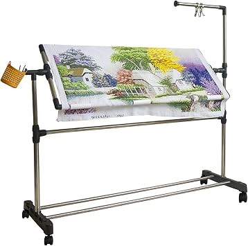 Adjustable Embroidery Stand, Sewing Floor Frame, Standing Embroidery Wrap Table, Adjustable Height Cross Stitch Craft Stand, Art Craft Sewing Holder