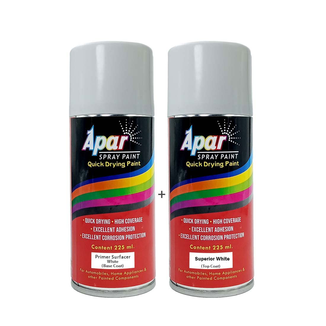 APAR Automotive Spray Paint Superior White (RC Colour Name) And Primer Surfacer White Compatible for Maruti Cars -225 ml (Pack of 2-Pcs) (B09KM11DLQ) Amazon Price History, Amazon Price Tracker