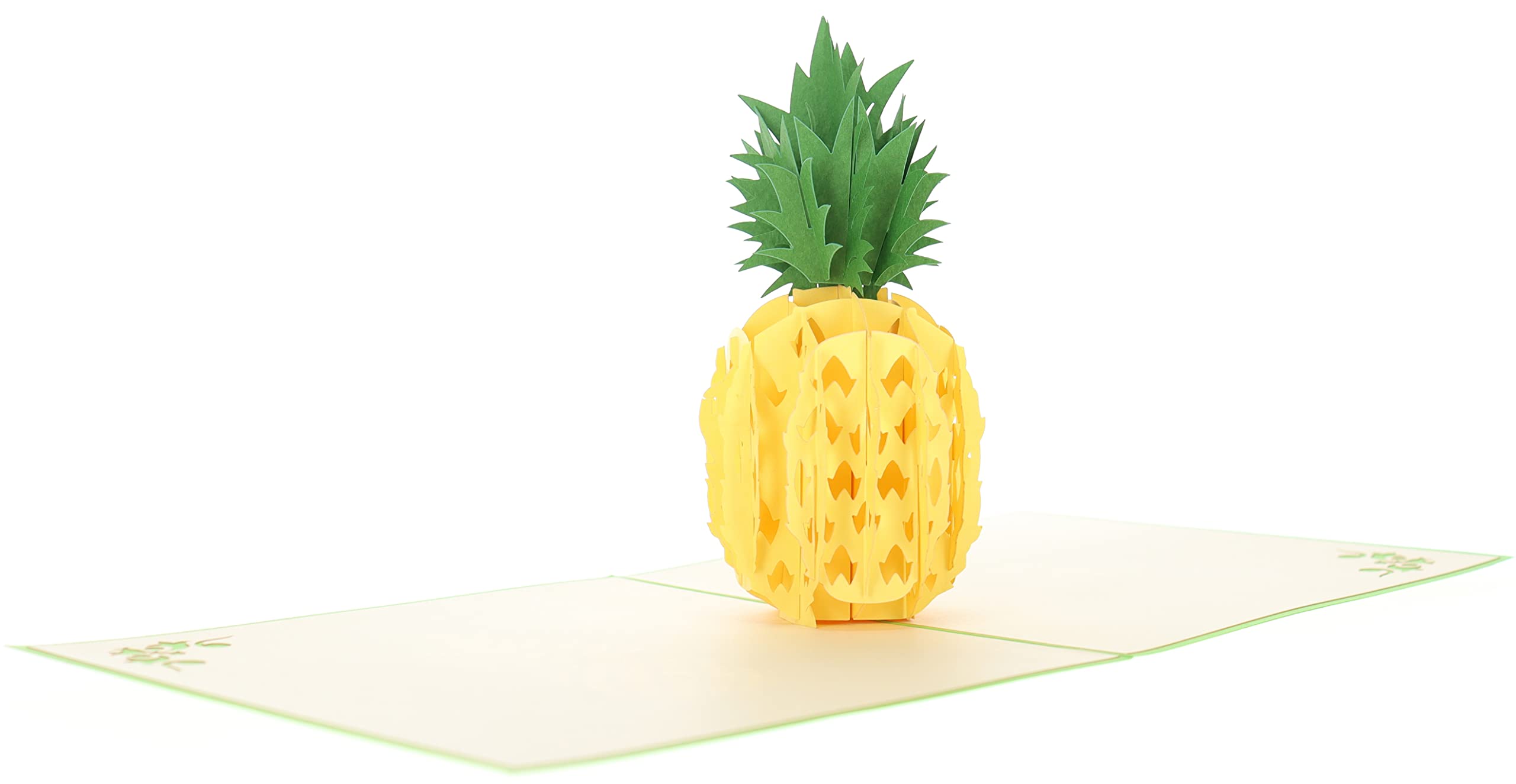 iGifts And Cards Tarjeta de felicitación 3D con diseño de piña hawaiana, color amarillo, dulce, tropical, verde, salud, Hawaii, medio pliegue, consigue bien, solo porque, amor, días especiales,
