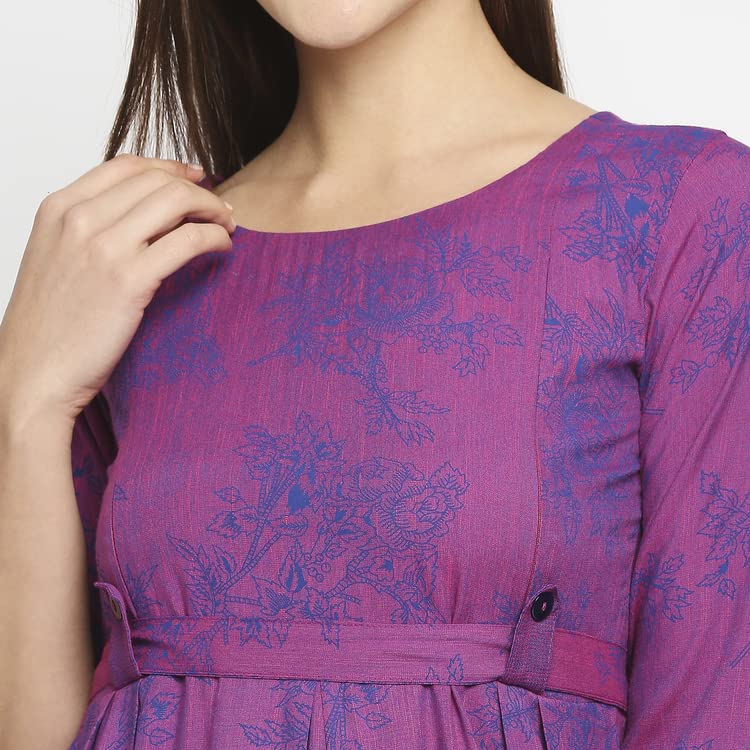 Image of DUMMY SHAPE Women's Rayon Anarkali Maternity Dress & Feeding Kurti with Zippers