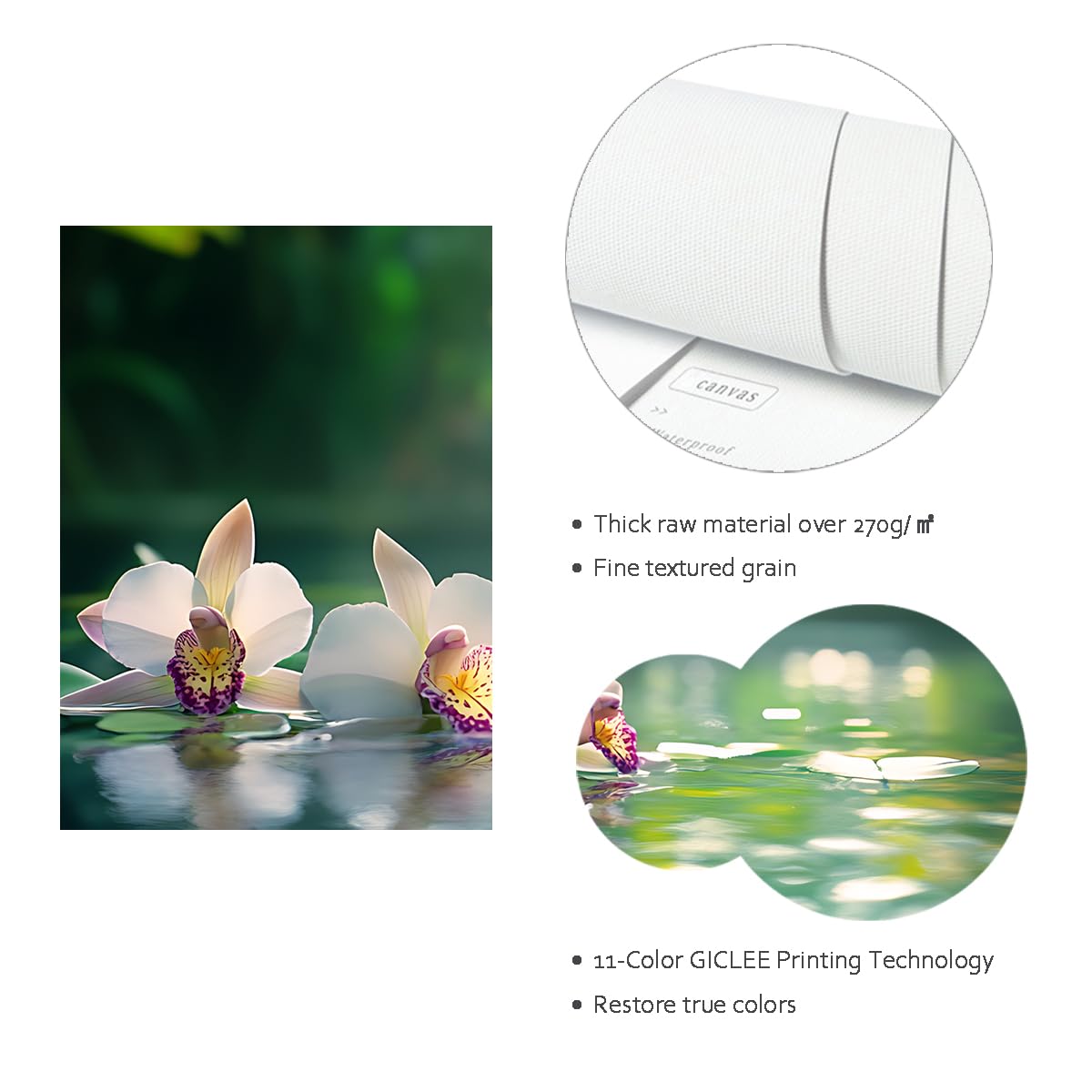 Via Vela Orchidea woda oprawione płótno wydruki korytarz Zen ogród kwitnący obraz pływające płatki obrazy spa sztuka ścienna do łazienki dekoracja 70x105cm