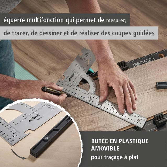 Équerre multifonction wolfcraft 5205000 acier 300mm règle traçage angle menuiserie - 2