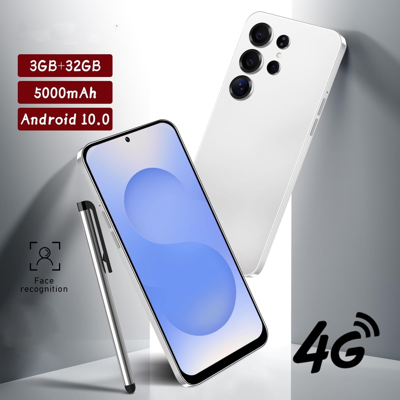 S25Ultra Unlocked Smartphone, Android 12.0 Mobile Phones 6.6'' HD+ Screen, 4GB RAM 32GB ROM/256GB SD, 4G Dual SIM Dual Camera, Face ID+WiFi+BT+FM+GPS+OTG (Blue)