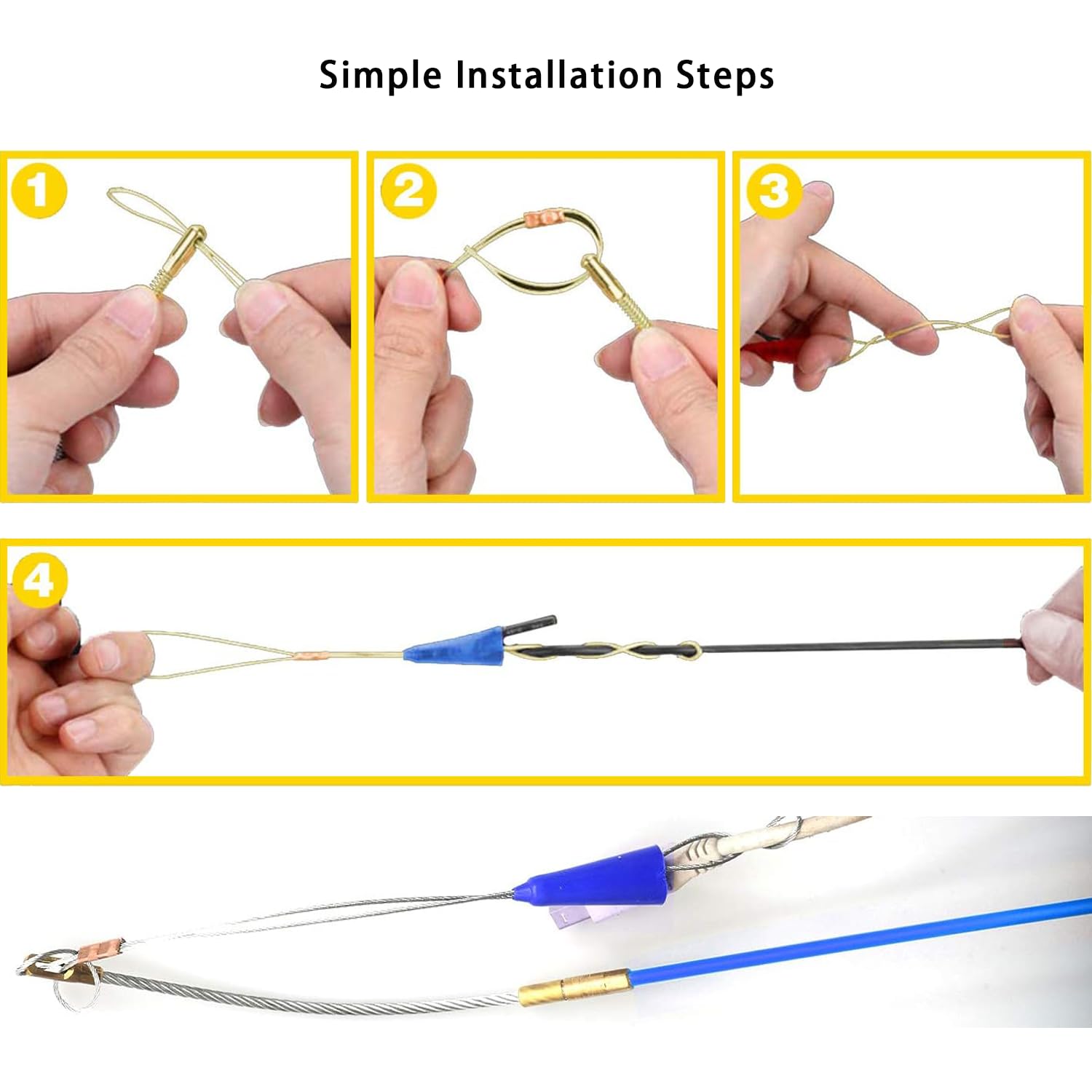 Guia Pasacables Profesional,4MM 33CM 10 Varillas de Guia Pasacables, 4MM 30M TOOSOAR Dispositivo para Tirar Cables