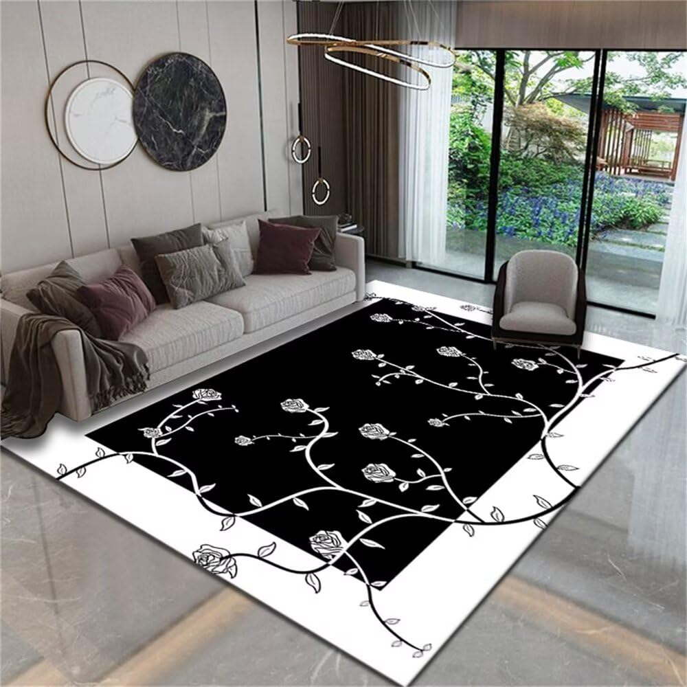 Tapis d'éveil bébé pour salon et terrasse motif oriental noir