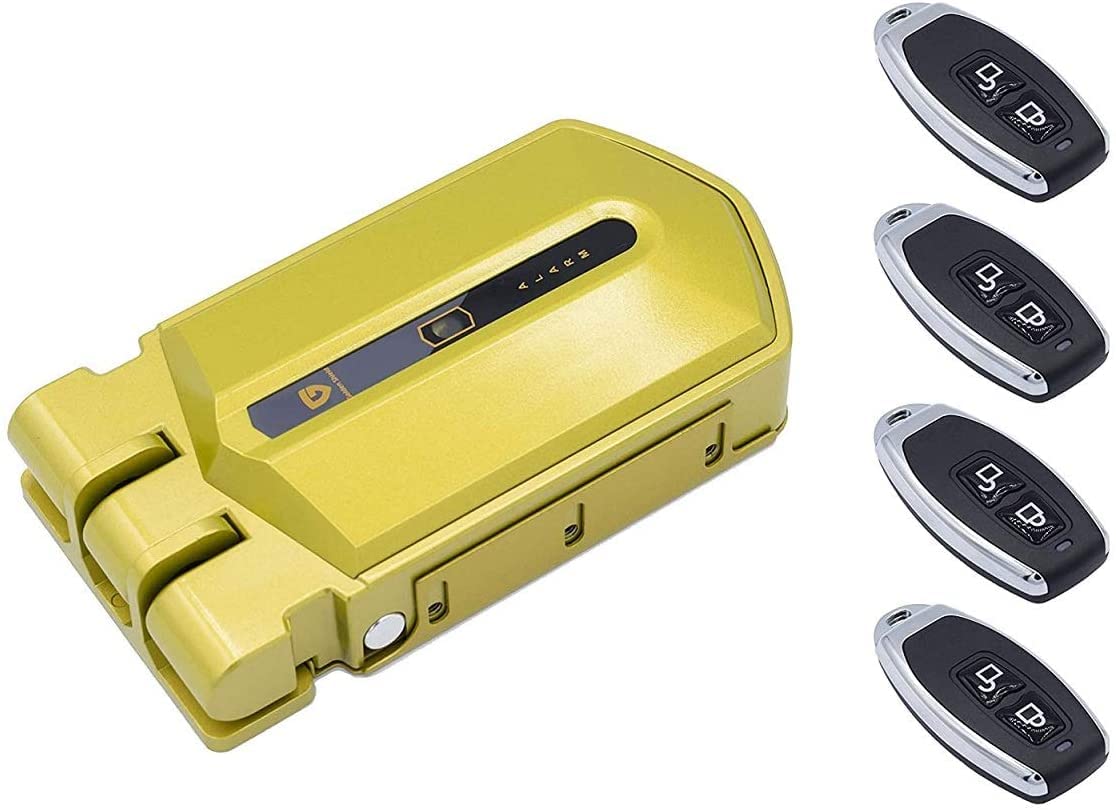 Cerradura inteligente Invisible Golden Shield Alarm con 4 mandos y alarma de 95db, con detección anticipada (Cuando fuercen la puerta antes de que la abran la alarma saltará)