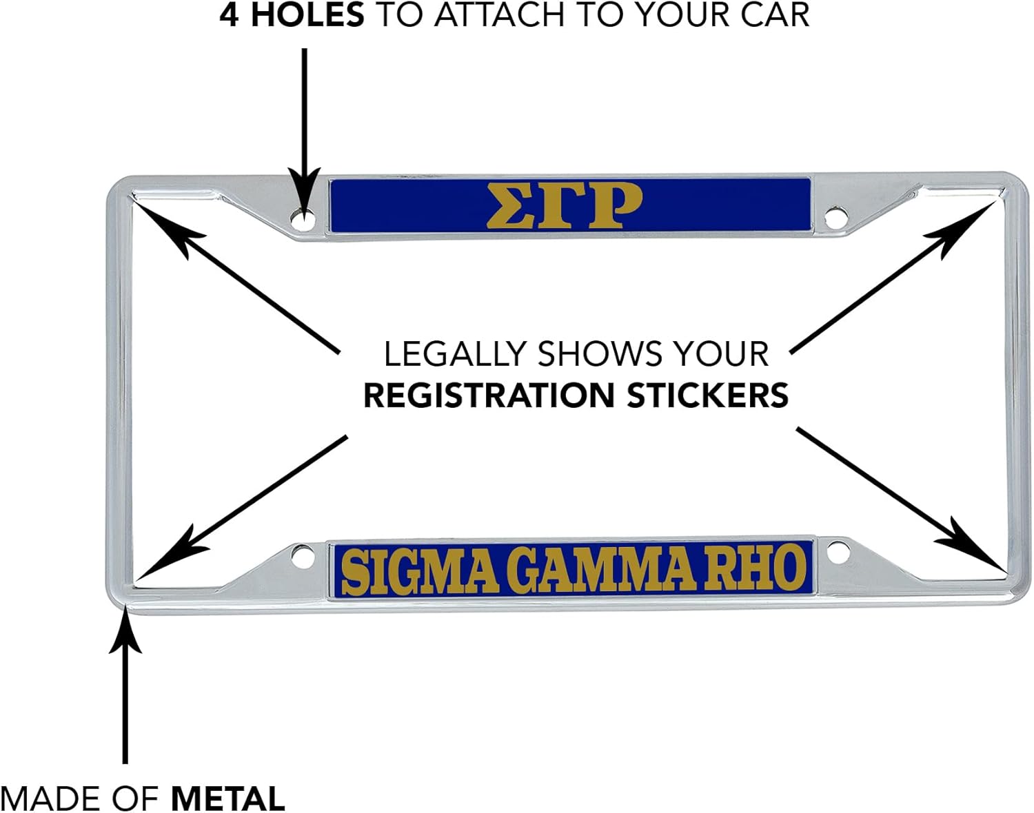 Desert Cactus Sigma Gamma Rho Car Accessories SGRhos Sigmas Metal License Plate Frame and Tag Holder for Front or Rear of Vehicle (Metal Car Mount Placa - Standard) - Image 5
