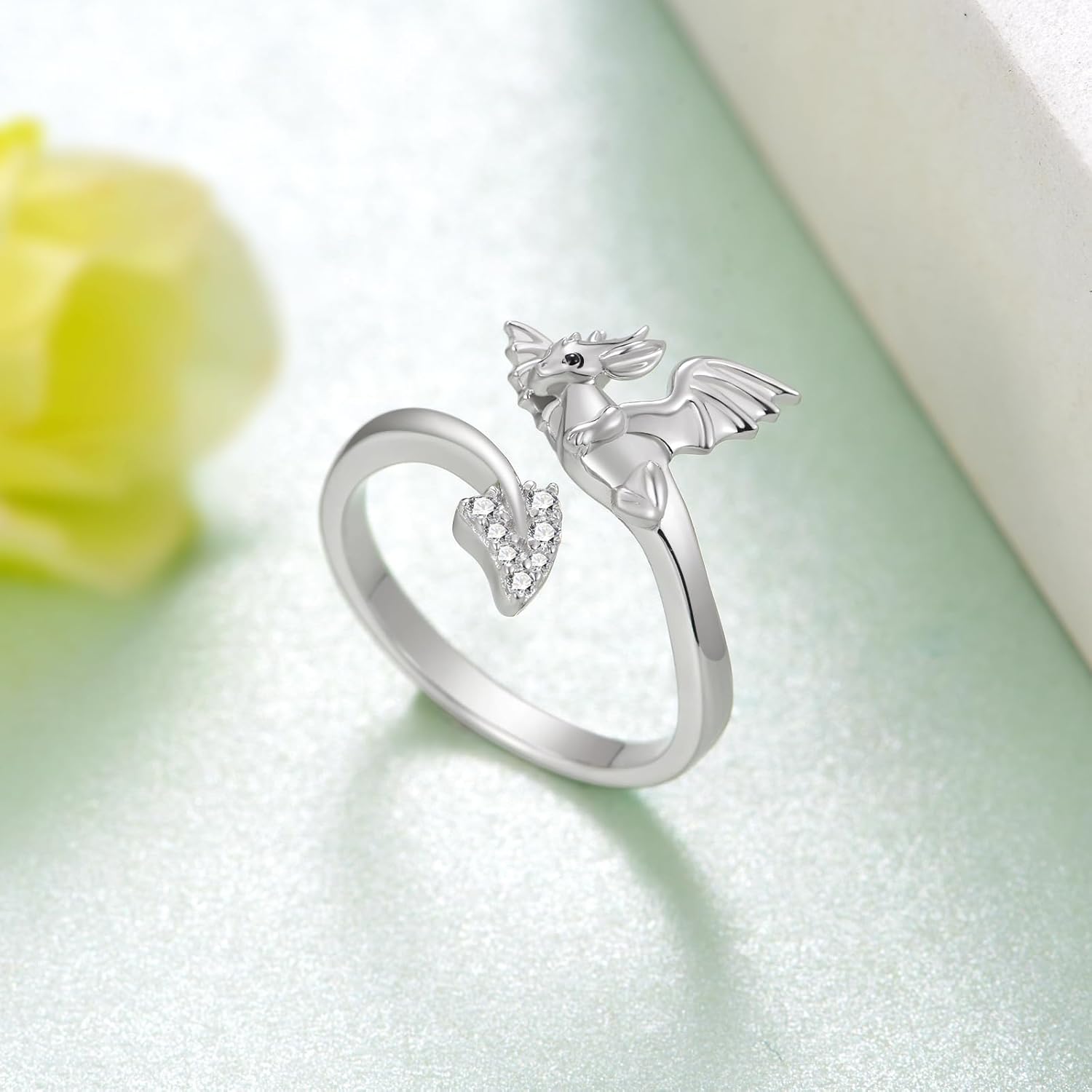 Dragon Rings for Women 925 Sterling Silver Cute Adjustable Dragon Open Ring Dragon Jewelry Gifts for Women - Image 2