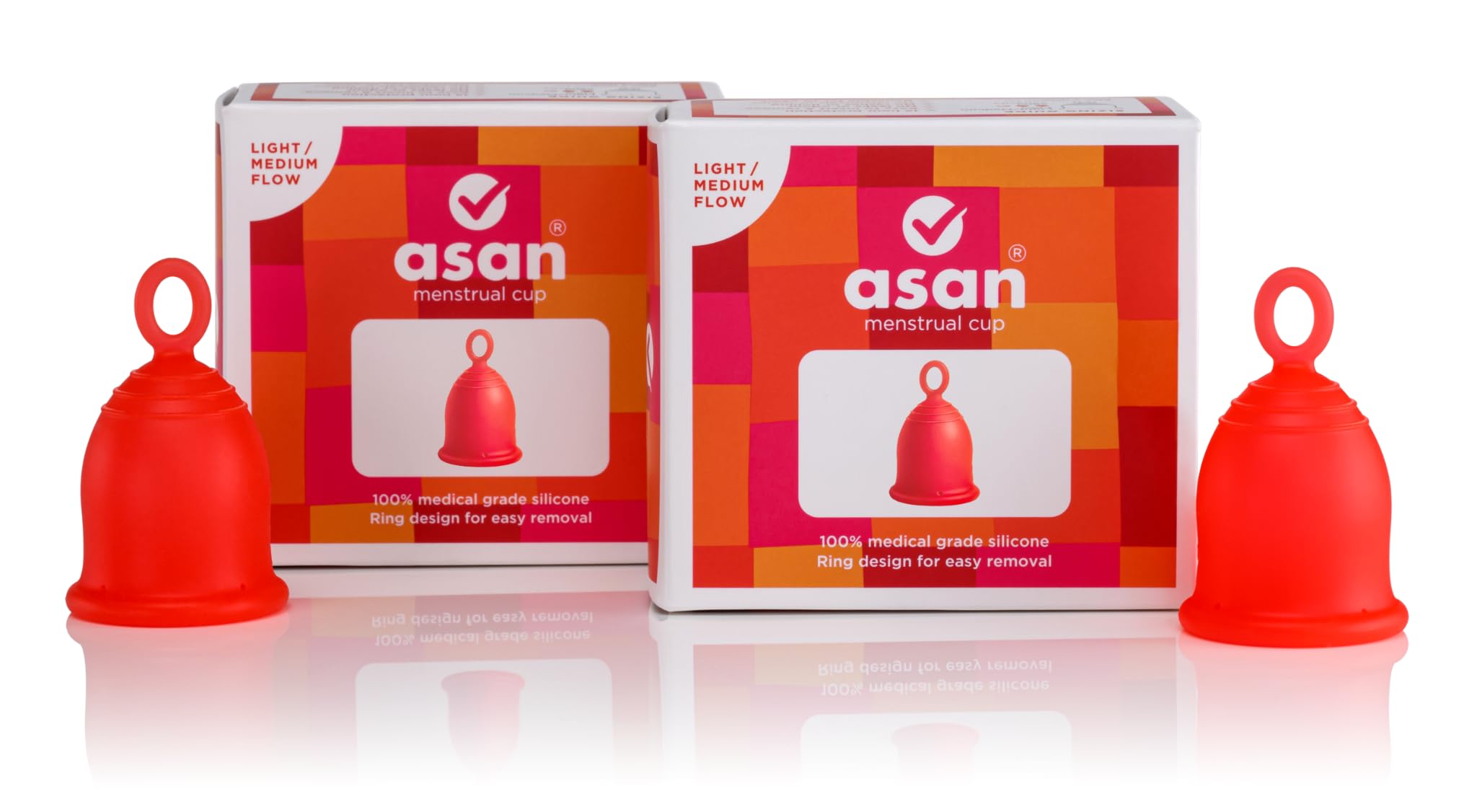 Asan menstrual cup - light/medium flow Pack of 2 | Easiest cup to insert & remove I Special ring design | Premium medical grade silicone I Designed in the USA…