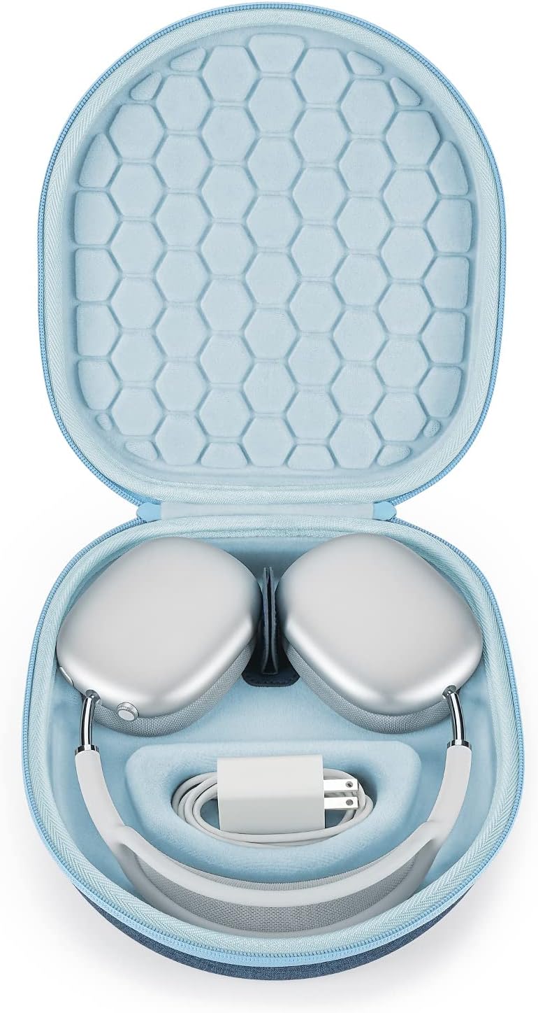 Case for New Apple AirPods Max Can Enter Sleep Mode , Hard Organizer Portable Carry Travel Cover Storage Bag (Blue)