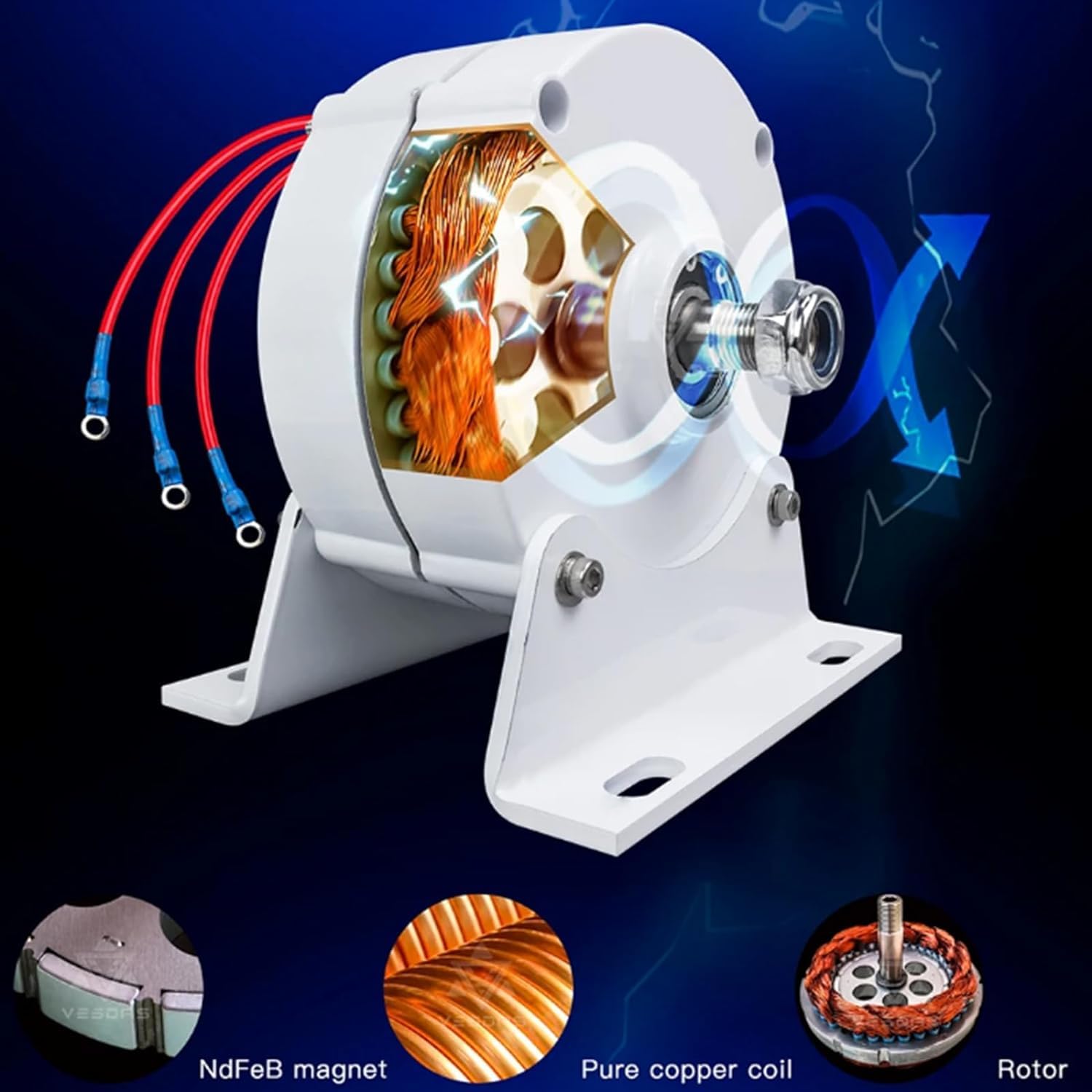 CHRISK 9000W 400R/M Generatore CA trifase Generatore a Magnete Permanente Alternatore a Basso Numero di Giri per generatore a turbina eolica Verticale