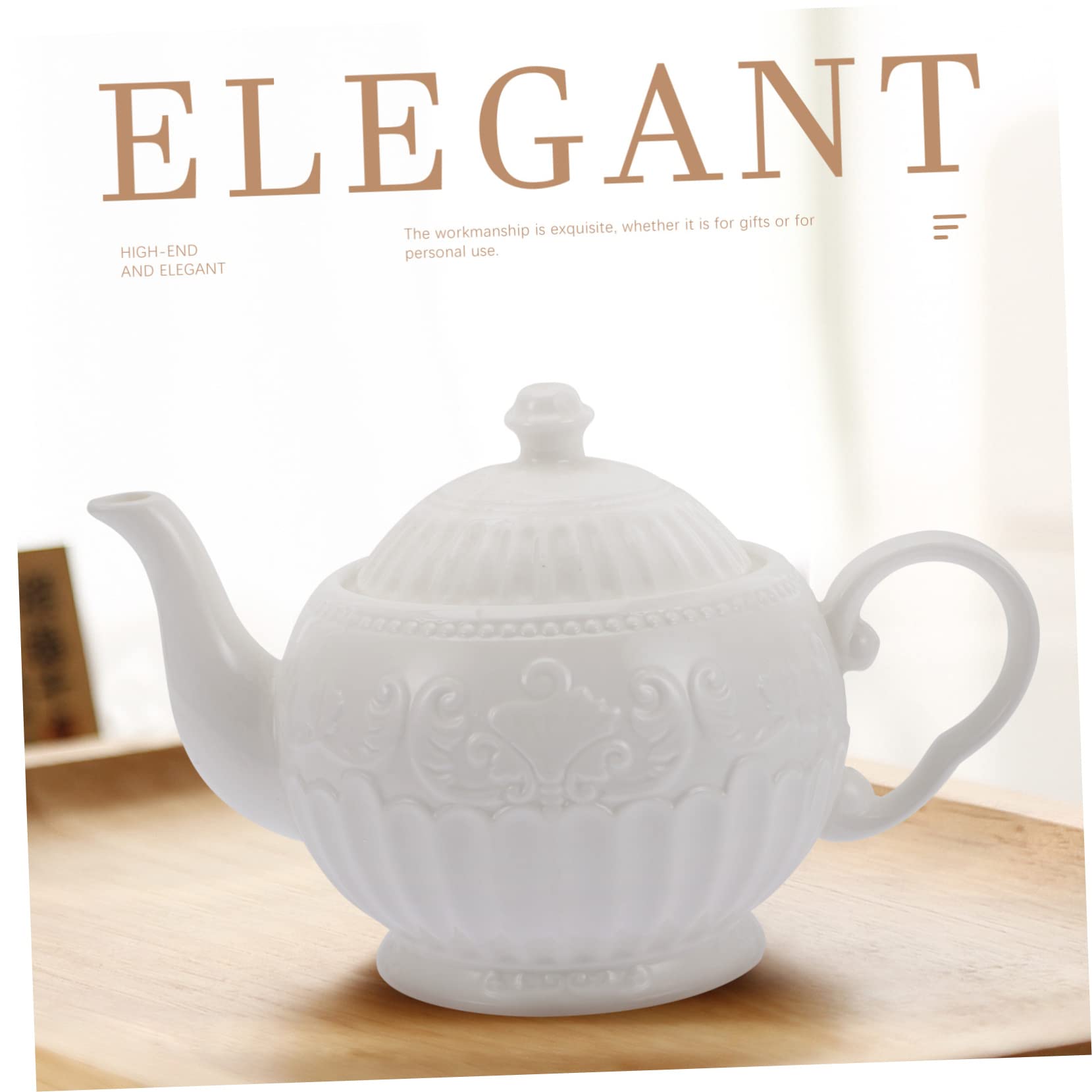 Tetera de Cerámica en Relieve 900cc, Jarra Elegante para Té Amigos en Casa, Adorno Delicado de Sobremesa