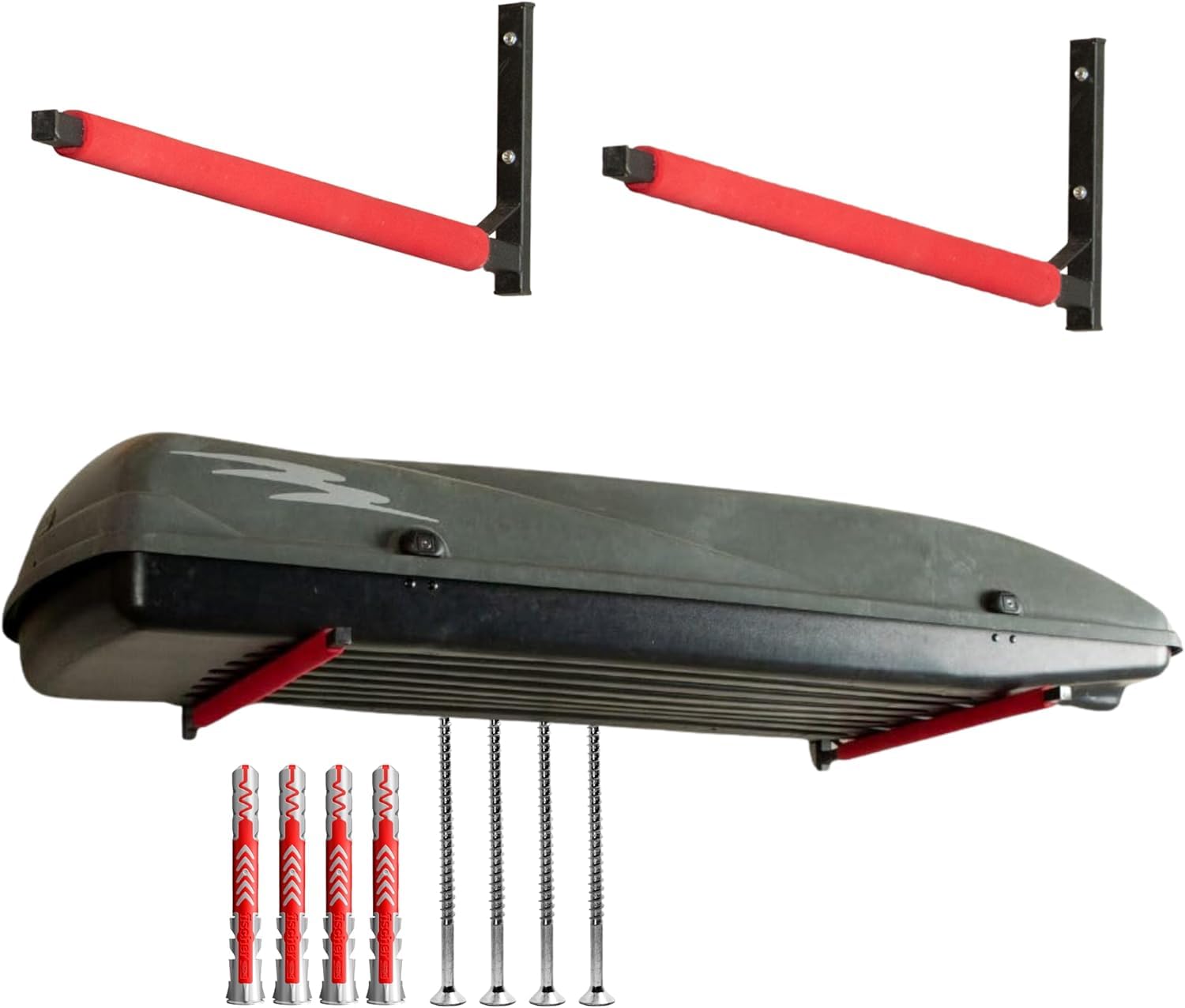 Pallit BRACKET-M Support Mural pour Coffre de Toit, Canoë et Kayak - 40 kg | Support universel rembourré pour garage et cave. Idéal pour planches de surf, SUP, échelles, skis ou porte-bagages de toit.