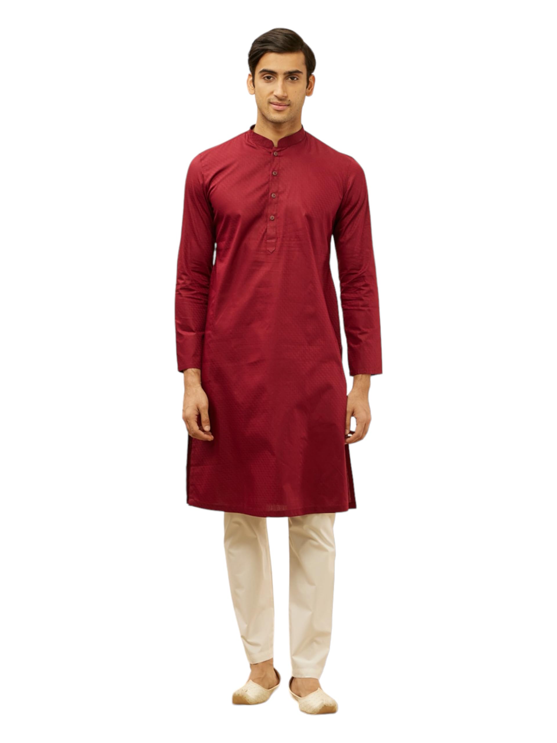 manyavar Men's Cotton Chevron Patterned Kurta Set (2pcs)-picture-28