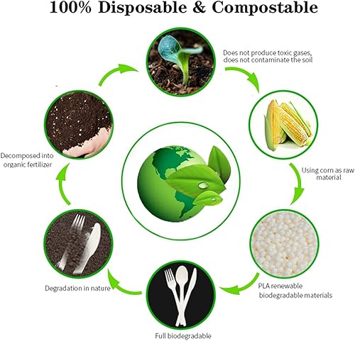 Miniatura 4 de Cucharas biodegradables desechables resistentes de base biológica CPLA 100% compostables para fiestas, barbacoa, picnic, camping, boda, actividades