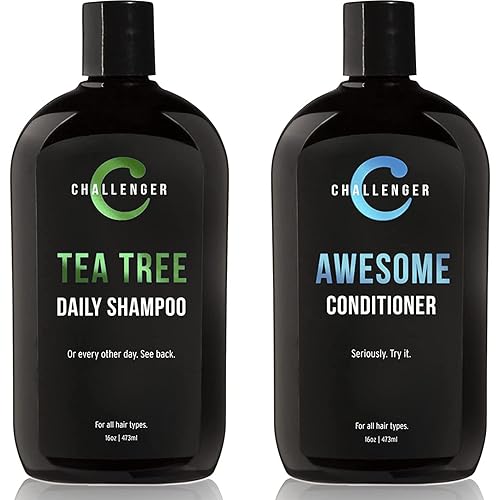 Champú de árbol de té y impresionante acondicionador Combo  Challenger  dos 16 oz sin sulfato con vitaminas aceite de argán biotina  para hombres y