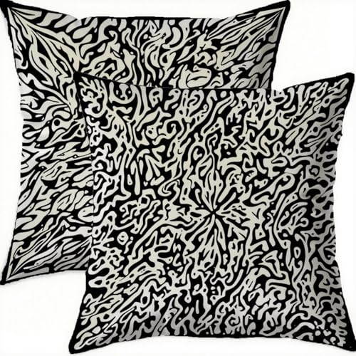 Housse coussin imperméable 60x60 géométrique noir fermeture invisible - 2