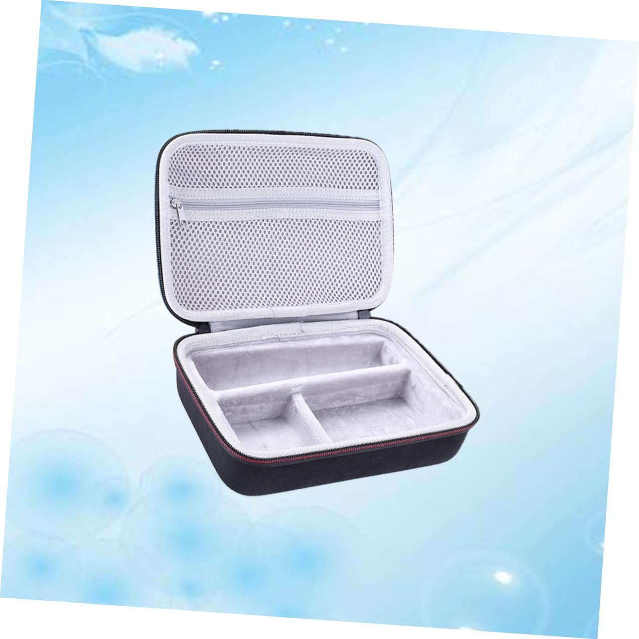 Hair Clipper Storage Box Shockproof Shaver Carrying Case Double Zipper Hard Mesh Pocket for Accessories for Electric Shavers Black
