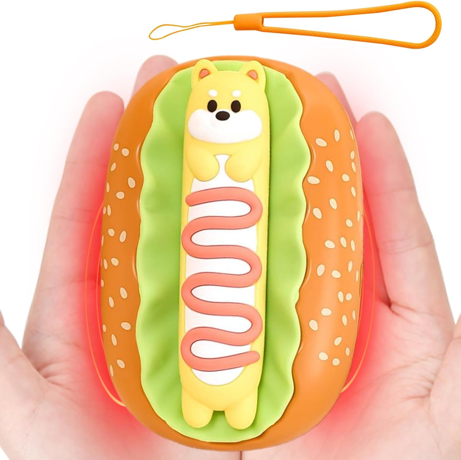 Portable Hand Warmer, 3-Level 2000mAh Rapid Heating Pocket Heater, Hot Dog Shaped Hand Heater