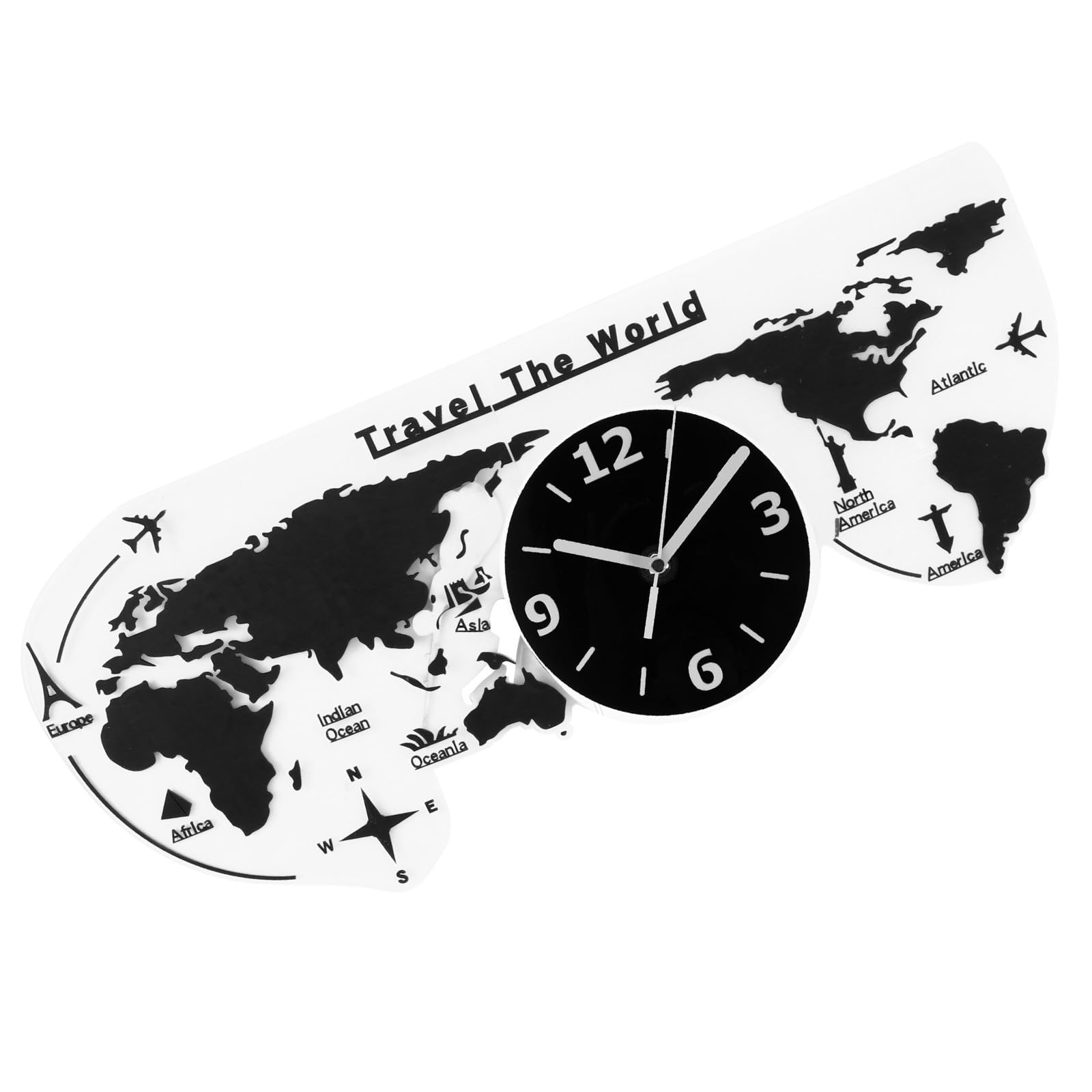 Horloge murale silencieuse carte du monde pour décorer sans bruit