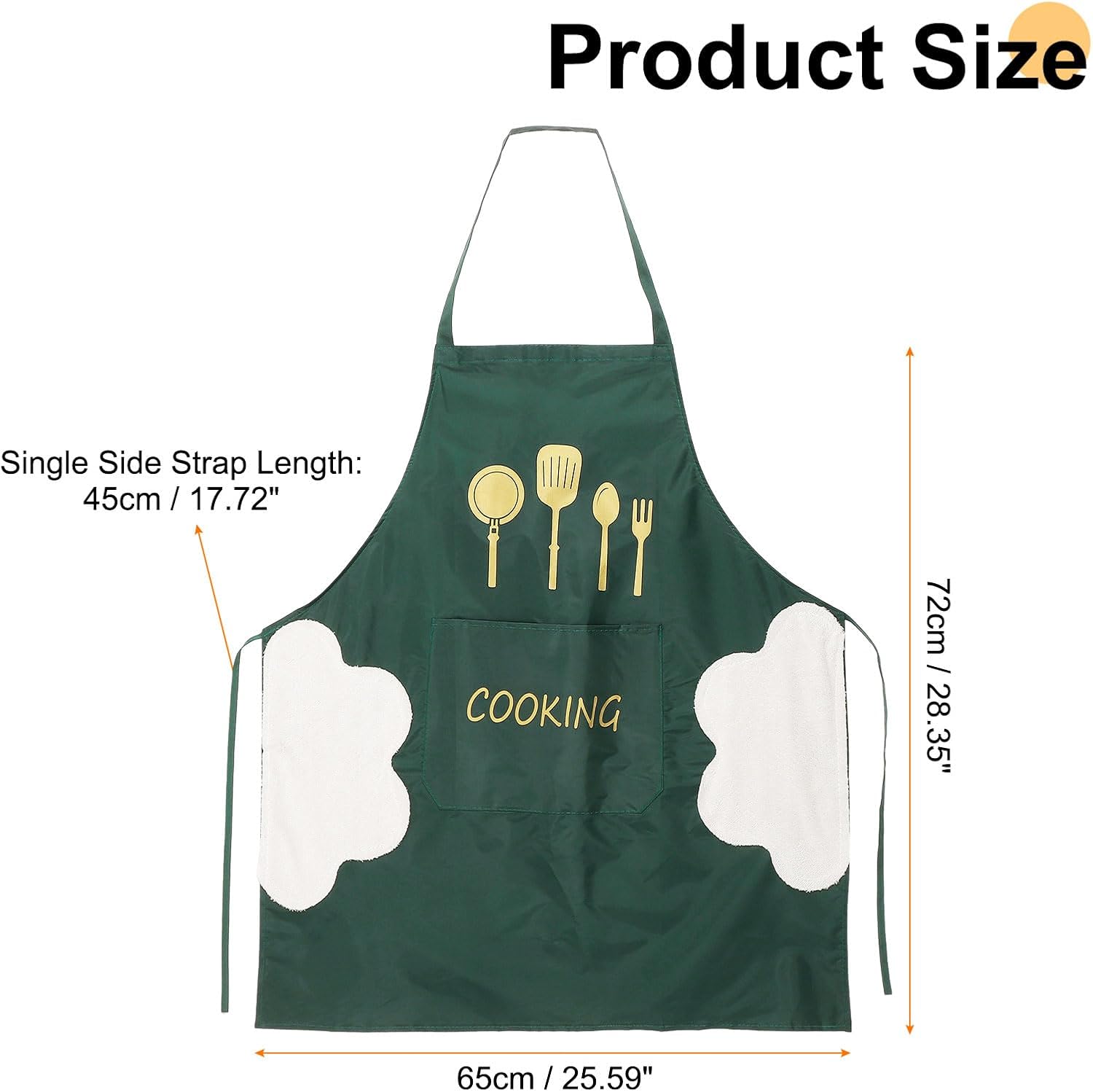 HARFINGTON ビブエプロン 72x65cm ユニ レストラン キッチン クッキングエプロン 調節不可 洗濯機洗い可 シェフエ