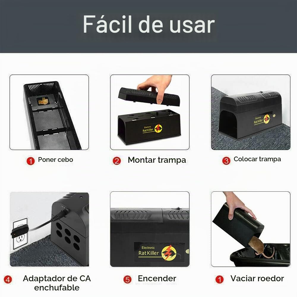 2X Trampa electrónica para Ratas y Ratones Trampa para casa y jardín, estación de Cebo rápida eléctrica para Ratas, fácil de reutilizar, higiénica, para Ratones Humanos