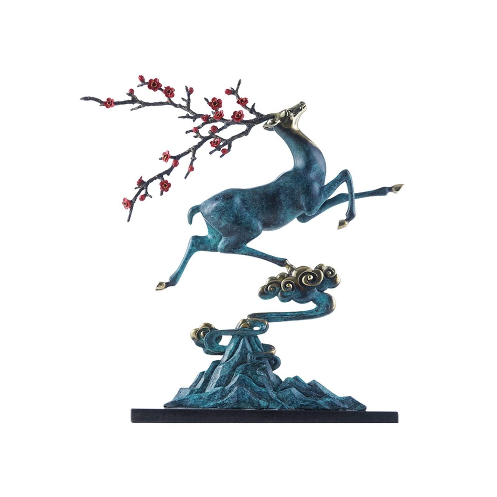 ZZlei2yu-12 Home Decor Ornament Copper Plum Deer Entrance Ornaments Home Living Room Office TV Cabinet Wine Cabinet Decorations Colorful Ornament(33 * 9 * 33.5cm)