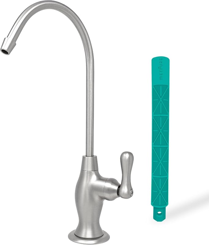 Grifo RO sin espacio de aire con certificación NSF, acero inoxidable, estilo florero | Sistema de filtración de agua potable por ósmosis inversa, boquilla dispensadora de agua (acero inoxidable). Estilo jarrón con llave para grifo.