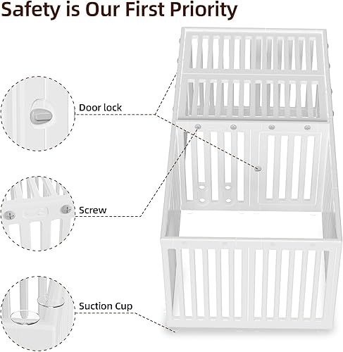 Miniatura 5 de Corralito para perros con puerta y cubierta, 18 paneles de valla para cachorros, jaula para perros de 2 habitaciones, corral para mascotas para