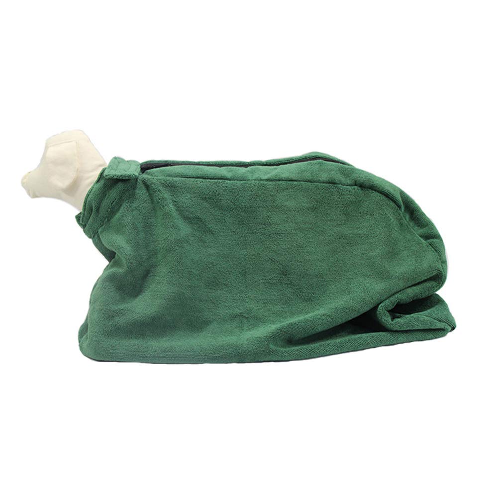 Pet Towel Dry Bag,Dog Fast Dry Bag, Fast Drying Bath Towels Super Absorbent Pet Cat Bath Robe Towel Small, Green