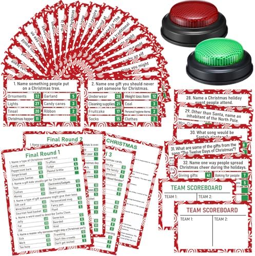 Vinsot 50 Pcs Christmas Friendly Feud Game with Answer Buzzer Chr...